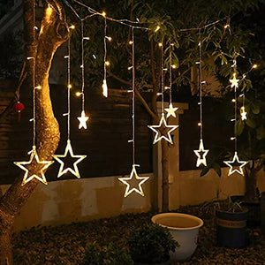 The Purple Tree Decorative Star Curtain LED Lights for Christmas, Wedding - 2.5 Meter (1 Curtain, 138 LED, 6+6 Star), Christmas Light Curtain, Christmas Star Lights, Best Gift for Christmas