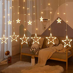 The Purple Tree Decorative Star Curtain LED Lights for Christmas, Wedding - 2.5 Meter (1 Curtain, 138 LED, 6+6 Star), Christmas Light Curtain, Christmas Star Lights, Best Gift for Christmas