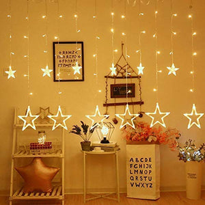 The Purple Tree Decorative Star Curtain LED Lights for Christmas, Wedding - 2.5 Meter (1 Curtain, 138 LED, 6+6 Star), Christmas Light Curtain, Christmas Star Lights, Best Gift for Christmas