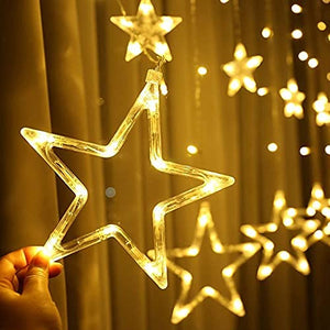 The Purple Tree Decorative Star Curtain LED Lights for Christmas, Wedding - 2.5 Meter (1 Curtain, 138 LED, 6+6 Star), Christmas Light Curtain, Christmas Star Lights, Best Gift for Christmas