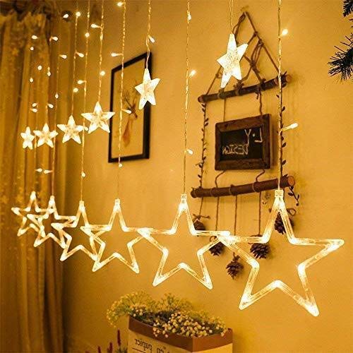 The Purple Tree Decorative Star Curtain LED Lights for Christmas, Wedding - 2.5 Meter (1 Curtain, 138 LED, 6+6 Star), Christmas Light Curtain, Christmas Star Lights, Best Gift for Christmas