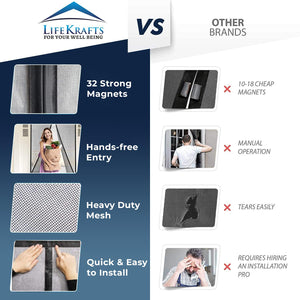 LifeKrafts Fiberglass Mosquito Screen Door Net Curtain