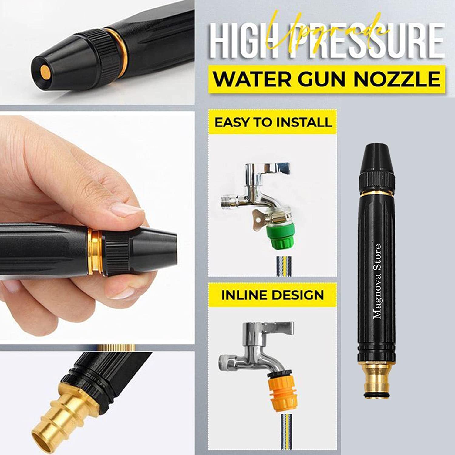 High Pressure Water Spray Nozzle Hose Pipe Adjustable Metal Spray Nozzle
