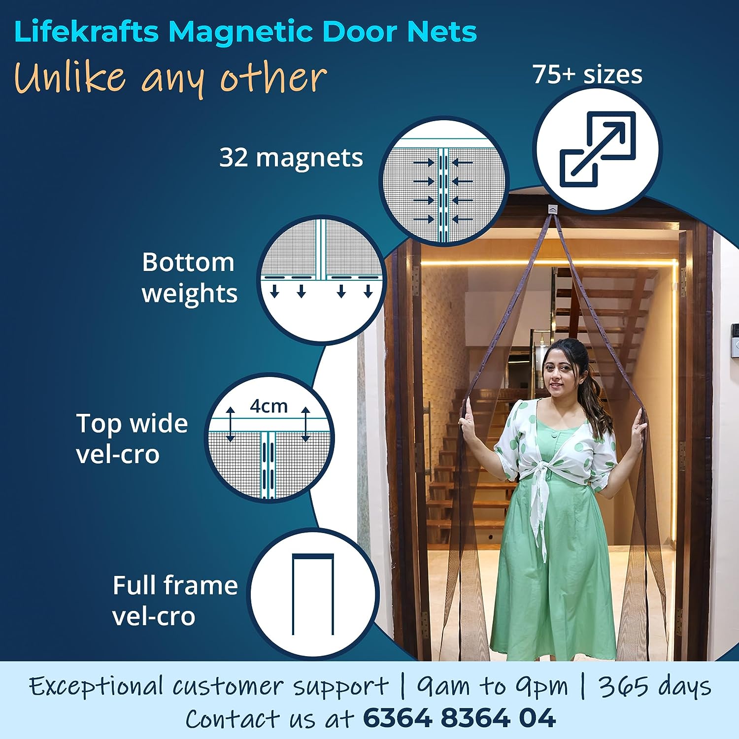 LifeKrafts Fiberglass Mosquito Screen Door Net Curtain