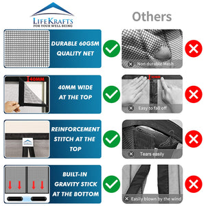 LifeKrafts Fiberglass Mosquito Screen Door Net Curtain